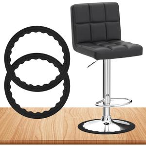 2 Pack Bar Stools Leg Protectors Ring, Non Slip Silicone Chair Leg Floor Protector, No Scratches No Noise Anti-Slip, Stretchable Fits 16.5" to 18.5" Chair Base, Black