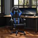 HLDIRECT Gaming Chair with Footrest, Lumbar Support & Headrest, Black&Blue, Standard