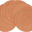 SHACOS Round Braided Placemats Set of 6 Fall Place Mats Washable Polyester 15 inch Round Table Mats for Dining Table Wedding Party Decor (Fall Color Mix, 6)