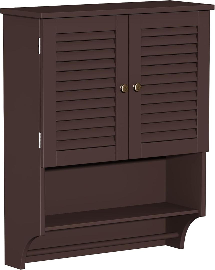 ChooChoo Bathroom Wall Cabinet with Towel Bar and Ample Storage, 8.9"D x 23.6"W x 29.3"H