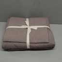 JIYUAN 100% Washed Cotton Duvet Cover Set 3 Pieces Cal King, 1 Duvet Cover 104x98 Inches(Comforter Not Included) and 2 Pillowcases, Linen Feel Bedding Set Comfy and Breathable, Heathered Mauve Brown