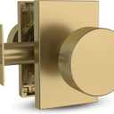 Mega Handles Laura Passage Door Knobs - 1 Pack Reversible Interior Door Knobs, Heavy Duty Passage Gold Door Knob for Closet & Hallway, No Lock, Fits All Standard Door Sizes - Satin Brass