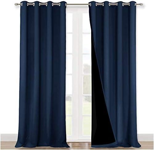 NICETOWN 100% Blackout Curtains 108 inches Long, Noise Reduction Window Treatment Curtains, Thermal Insulated Energy Smart Drapes and Draperies for Apartment Decor, Navy Blue, 4 Panels  52 inches W