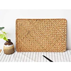 6 Pack Rectangular Woven Placemats, Rattan Wicker Table Mats, 17" x 12", Natural Seagrass Place Mats for Dining Table (Set of 6)