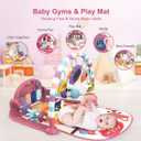Dearlomum Baby Play Mat Gym, Funny Play Piano Tummy Time Activity Mat with 5 Infant Sensory Toys, Music and Lights, Boy & Girl Gifts for Newborns 0 to 3 6 9 12 Months(New Pink)