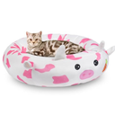 26" Strawberry Cow Pet Bed, Calming Dog & Cat Plush Bed, Fulffy Comfy Padded Cat Mat Plush Pet Bed, Non-Slip Bottom, Soft Washable Sleeping Dog Cot for Medium Small Dogs Cat Puppy Kitty