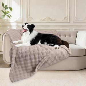 Dog Blankets Washable Pet Blanket - Fluffy Fuzzy Cat Puppy Blanket with Premium 300GSM 3D Fleece Bubble for Pet Kitten Doggy, Linen, 40x60IN