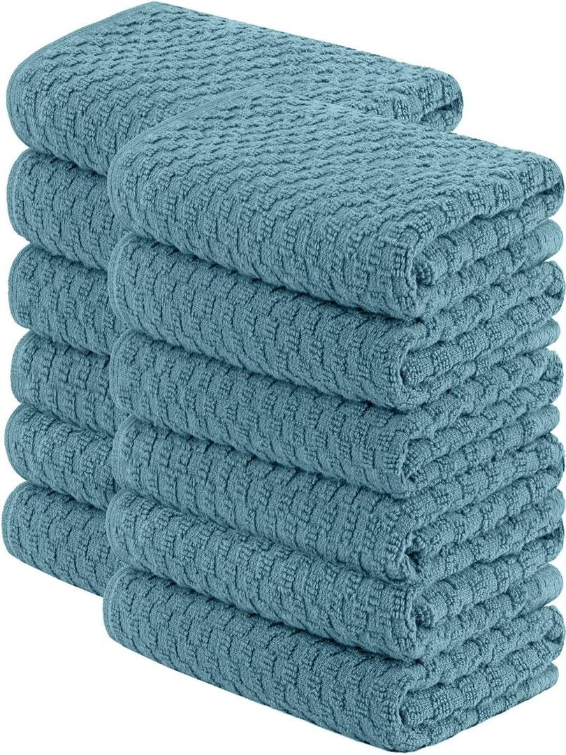 Super Absorbent Kitchen Towels 12 Pack - Premium 100% Cotton Kitchen Towels, 450GSM Thick Machine Washable Aqua Dish Towels for Kitchen Drying, Cleaning, Dobby Weave, Unmatched Quality, 15x26
