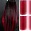 20 PCS Red Hair Extensions Clip in - 22 Inch Colored Hair for Women - Perfect for Parties, Cosplay, Halloween