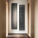 AMAATE 2 pieces of vertical crystal ceramic wall art, black aluminum frame, 8" x 55"