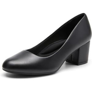 DREAM PAIRS Women's Pumps Low Chunky Block Heel Dress Shoes Closed Round Toe Comfortable Heels, Size 7.5