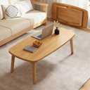 YLACMALS Foldable Coffee Table, Coffee Tables for Living Room, Foldable Legs Minimalist Solid Wood Side Table, Natural Wood Color.(39.4IN)