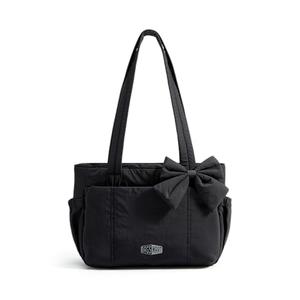 BAGSMART Crush Bow Tote Bag for Women, Large Work Tote with 40oz Tumbler, Puffer Travel Tote Bag for Work, Yoga, Gym