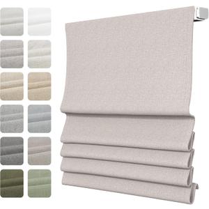 No Drill Roman Shades for Windows, Cordless Fabric Blackout or Light Filtering No Tool Roman Blind with Room Darkening Thermal Insulated for Home and Office, No Drill Basic Type