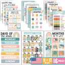 Hadley Designs 16 Educational Posters for Toddlers 1-3 - Learning Poster for Kids Ages 3-5, Alphabet Chart Playroom Homeschool Daycare & Classroom Decor, Kindergarten & Preschool Classroom Must Haves