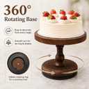 Wooden Cake Stand, 6 Inch Rotating Turntable Pedestal, Smash Cake