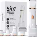 5-in-1 Bikini Trimmer for Women, IPX7 Waterproof Electric Razors Shaver, Cordless Body Hair Trimmer, Facial & Pubic Hair Removal, Ceramic Blade (White)