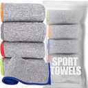 Microfiber Quick Dry Gym Towel, Lint Free Odor-Free Absorbent Fiber, Fast Drying, Men & Women Workout Gear for Body Sweat, Working Out, Towels (Grey, 5Pack - 16 * 27Inch)