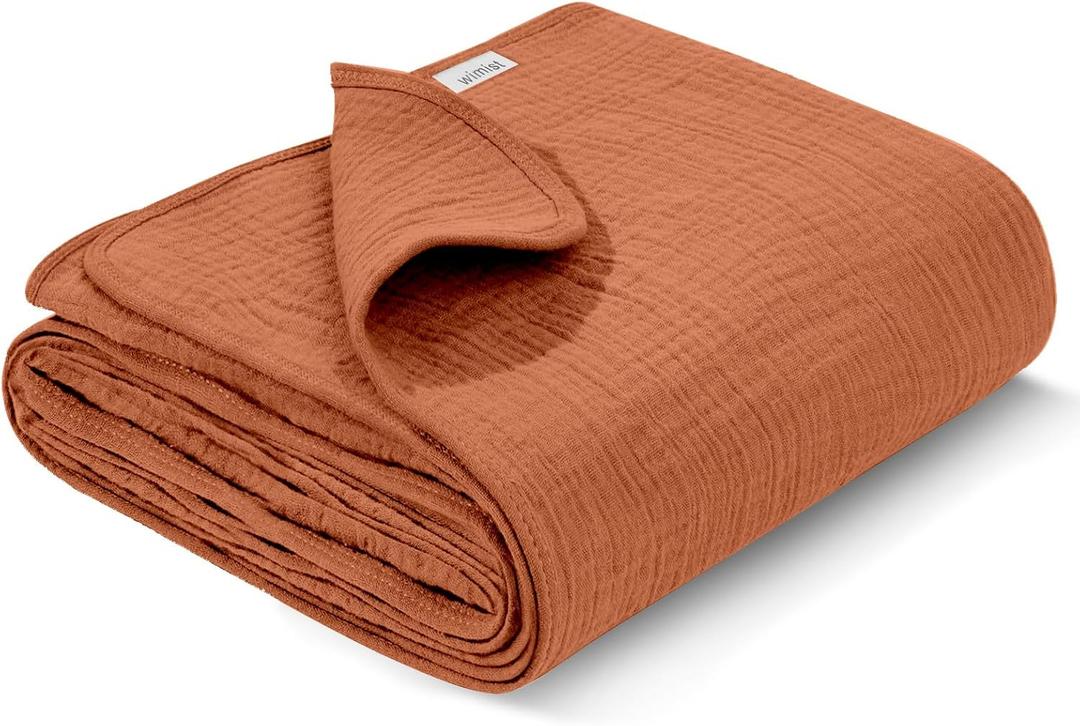 Muslin Swaddle Blankets, Swaddle Blanket for Baby Girls and Boys, Baby Essentials, Suitable for Neutral Newborns and Crib Essentials, Large 40 x 36 inches (Brick)