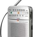 Panasonic Pocket FM/AM Portable Radio with Digital Tuner, Large Dial, Easy to See Fluorescent Pointer, Clear Sound, AM FM Radio Portable for Off-the Grid Trips, Blackouts, Battery Powered- RF-P50D