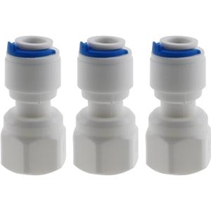 3pcs 1/4 Female NPT 1/2in(12.5mm) Thread Adapter to 1/4 Inch (6.35mm) Quick Connect Plastic RO Fittings Water Purifier Accessories