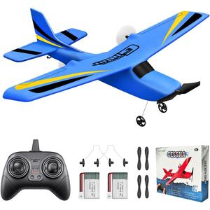 HAWK'S WORK 2 Channel RC Airplane, Ready to Fly, 2.4GHz Remote Control Plane, Easy to Fly Glider for Kids & Beginners (Blue)