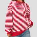 PRETTYGARDEN Womens Striped Oversized Sweatshirt Color Block Crew Neck Long Sleeve Casual Loose Pullover Top Y2K Clothes (Red, M)