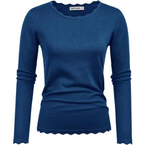 GRACE KARIN Women's High Stretchy Long Sleeve Pullover Sweater Blouse Top (Blue, S)