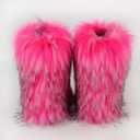 Valpeak Snow Boots for Women 2024 Furry Boots Winter Knee High Flat Heel Fluffy Faux Fur Boots