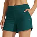 Willit Women's Swim Board Shorts Swimming Bottoms Tummy Control Beach Shorts with Liner (Teal)