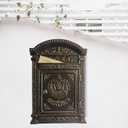 Decorative Lock Mailbox Outdoor - Metal Wall-Mounted Mailbox - Vintage Cast Iron Locking Mailbox