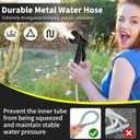 Stainless Steel Metal Garden Hose 25 FT,No Kink Garden Water Hose with 8 Pattern Spray Nozzle for Yard, Outdoor,Flexible,Never Kink & Tangle, Puncture Resistant,Black
