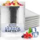 10-Pack Thermal Insulated Bubble Mailer, Waterproof Metallic Bubble Mailers, Cold Shipping Envelopes for Food, Interior Size10.6 x 14.1 Inch, Self-Seal Foil Shipping Envelopes for Cold Shipping