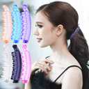 RC ROCHE ORNAMENT 6 Pcs Womens Premium Hair Plastic Banana Classic Clincher Strong Hold Ponytail Maker Girls Ladies Beauty Accessory Clasp Clip, Medium Transparent Multicolor (1 Count (Pack of 6))