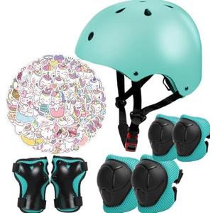 Kids Bike Helmet Set,CPSC Certified with Knee Elbow Wrist Pads Guards,Toddler Adjustable Black Helmet for Ages 2-3-5-8 Girls Child,Sports Protective Gear Set for Bicycle Skate Scooter