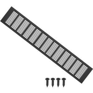 PATIKIL 20 x 4 Inch Door Air Vent Cover, Aluminum Grille Ventilation Cover Louvered with Mounting Screws for Cabinet Wardrobe Door, Black