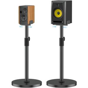 Adjustble Bookshelf Speaker Stands & Studio Monitor Stands Pair, Height Extend 29"37.5" Surround Sound Speaker Stands for Klipsch, Polk, Yamaha, Bose, PreSonus, JBL Nano K, Built-in Cable Management