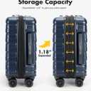 Lekesky 18 Inch Expandable Carry On Luggage Airline Approved, Hard Shell Suitcase with TSA Lock, Lightweight Spinner Wheels for Travel Weekend Trips Men Women, Blue