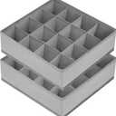 DIMJ Sock Organizer Drawer Organizer -Underwear Organizer Divider for Storing Socks 24 Cell + 16 Cell, Handkerchiefs, Ties, Belts, Grey (Set of 2)
