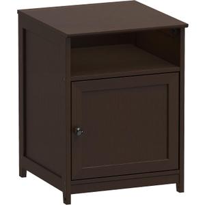SHW End Table with Storage Drawer  Compact Side Table for Living Room, Bedroom, or Office, Espresso (16.25 Inch D x 16.25 Inch W x 21 Inch H)