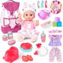AuntyFey Baby Doll with Accessories Set, Baby Dolls Set for Toddler Girls 3-5 6-12, Baby Doll Playset, Baby Dolls for 5 Year Old Girls, Baby Doll Toys Pretend Play Toy(Backpack)
