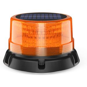 AnTom Solar LED Wireless Strobe Lights, Waterproof Rechargeable Amber Beacon Light with Strong Magnetic Base, Warning Rotating Flashing for Working Vehicle