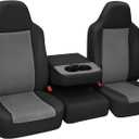 Front Seat Covers Replace for 2002-2010 Ford F250 F350 F450 F550 40/20/40 Split Seat with Molded Headrest and Shoulder, Knitted Fabric Composite Soft Foam Lining Airmesh Breathable Seat Cover