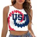 color cosplayer American USA Flag Crop Tank Tops for Women T Shirt Patriotic 4th of July Vest Tops, Medium