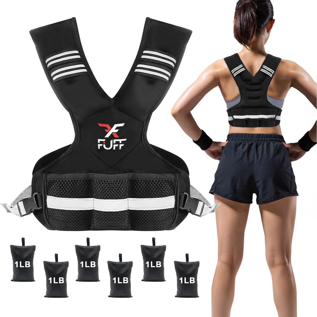 Adjustable Weighted Vest for Women & Men, Vest with 6 Ironsand Weights for Strength Training,Weight Vest with Reflective Strip for Running Walking Exercise Workout, Size: 4-10 lb