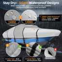 1600D + 1200D Boat Cover with 2" Wide Loops for Trailering and Mooring - Ultra Durable Waterproof Fits 14-16ft Tri-Hull, V-Hull, Runabout, Fish & Ski Boat, Bass Boat, with Storage Bag