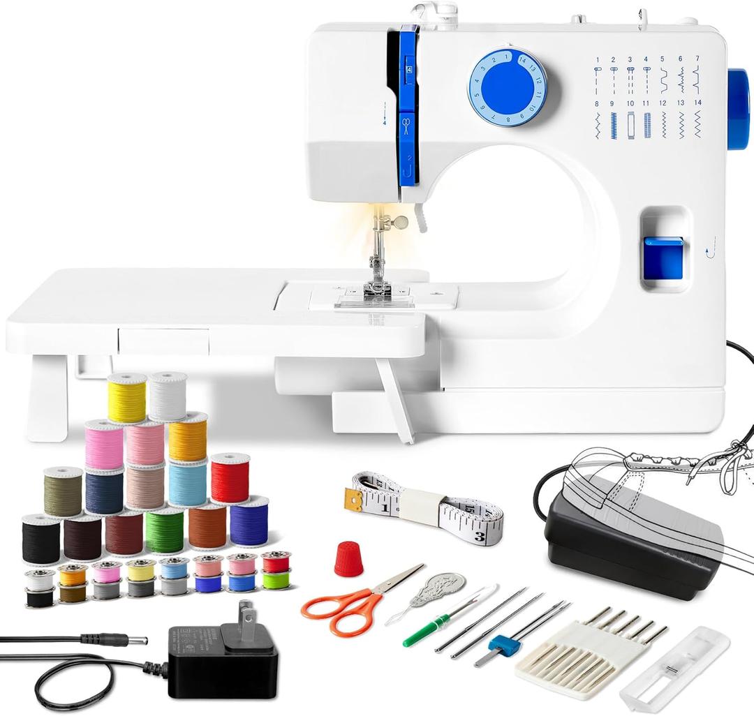 Mini Sewing Machine, Dual Speed Double Needle, 14 Stitch Portable Sewing Machine for Beginners, Adults, Home Use
