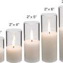 Eywamage Clear Glass Flameless Candles with Remote Batteries, Slim Tall LED Pillar Candles Battery Powered, Set of 5