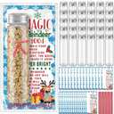 Vesici 30 Set Christmas Magical Reindeer Food Plastic Jar Tubes Attached Paper Card Red Tie Opp Bag for Christmas Eve Gift Santa Xmas Tradition Holiday Party Present Ornament Family Decor Favors