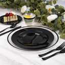Goodluck 12 Inch Black Charger Plates, 50 Pack Clear Charger Plates with Black Trim, Disposable Plastic Dinnerware, Wedding, Party